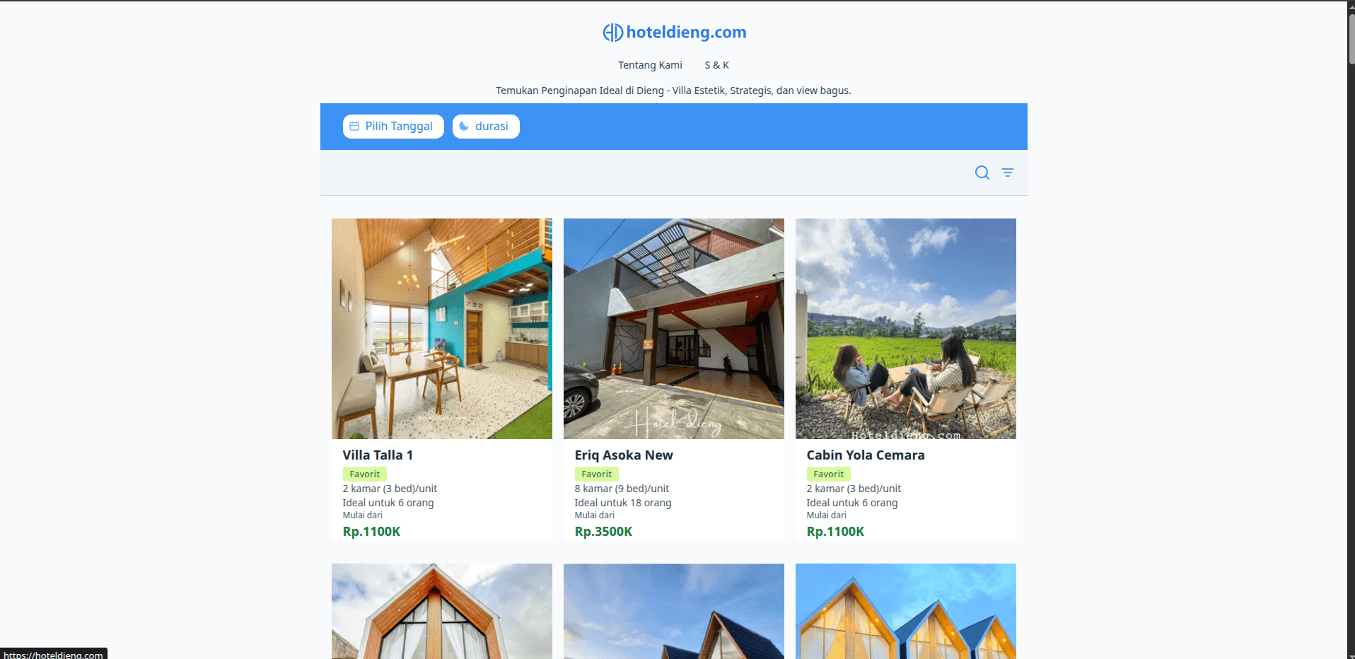 Hotel Dieng Website Preview